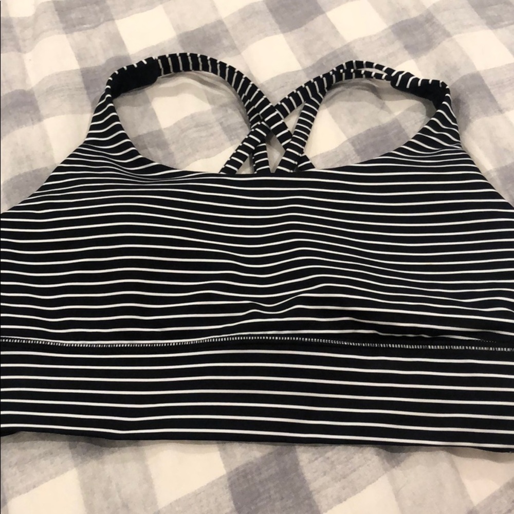 lululemon athletica Black and White Striped Sports Bra